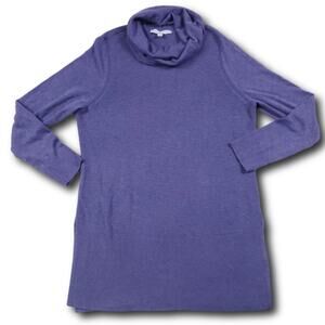 Adrienne Vittadini Womens Purple Viscose Blend Lightweight Cowl Neck Sweater L